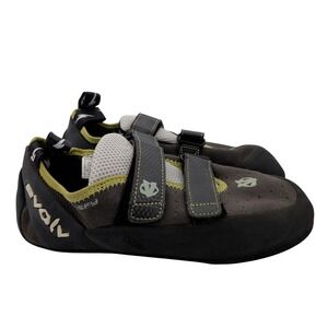 Evolv Defy Rock Climbing Shoes Mens 11.5 Charcoal Grey Lime Green Trax Rubber